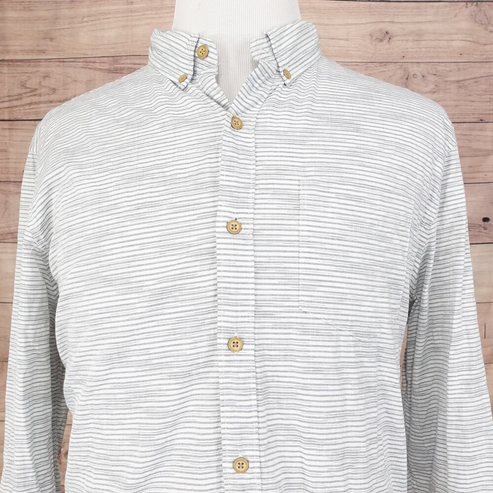 American Eagle Shirt Mens Extra Large‎ Gray White Stripe Button Down Classic